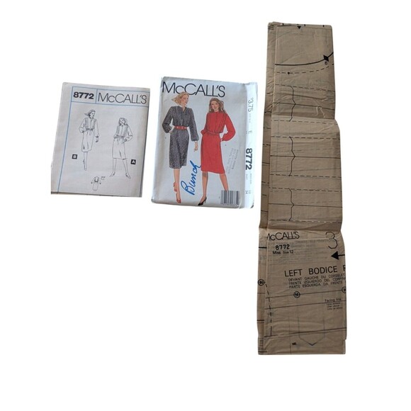 Vintage Sewing Pattern McCalls Women Dress #8772 Size 12 Uncut 80s Style Belt - Picture 2 of 6
